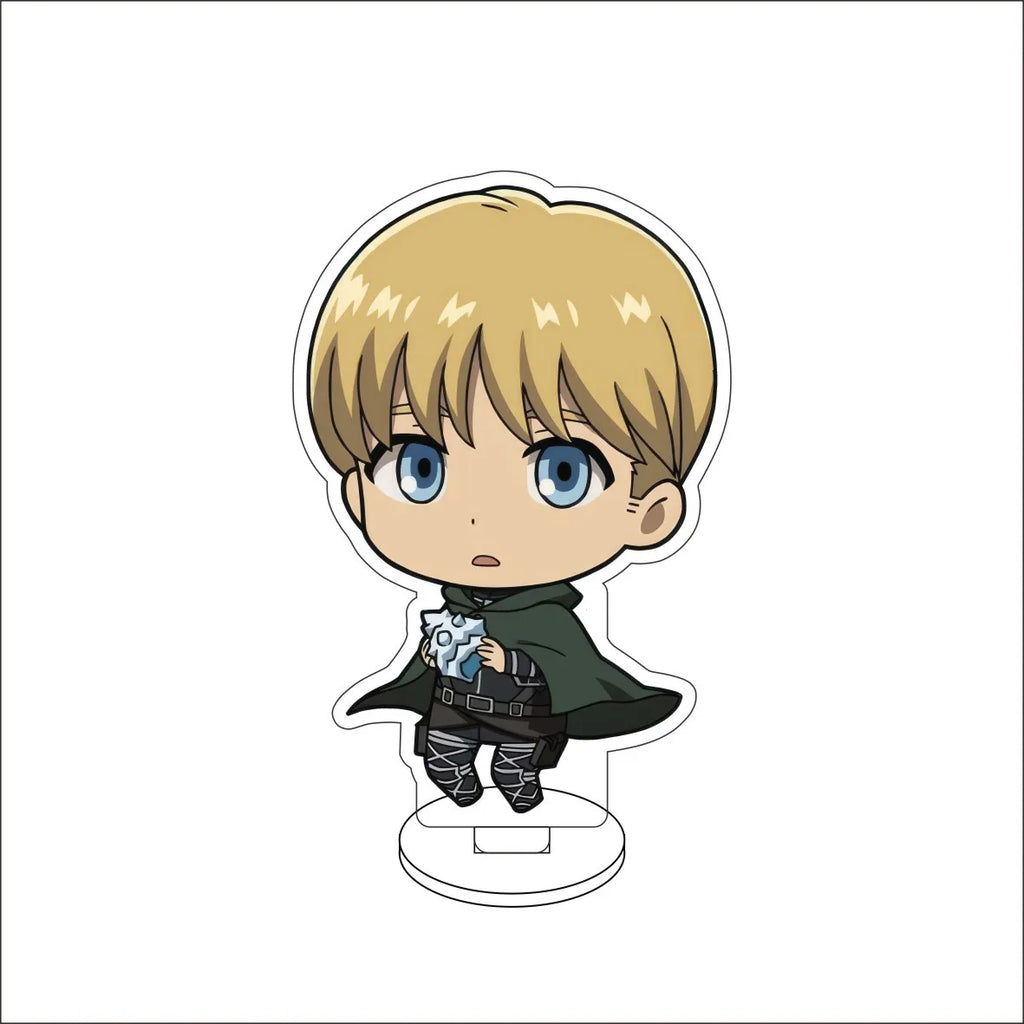 10CM Anime Attack on Titan Eren Jaeger Hange Zoë Mikasa Ackerman Armin Arlert Cos Acrylic Figure Stand Cute Gifts Ornaments