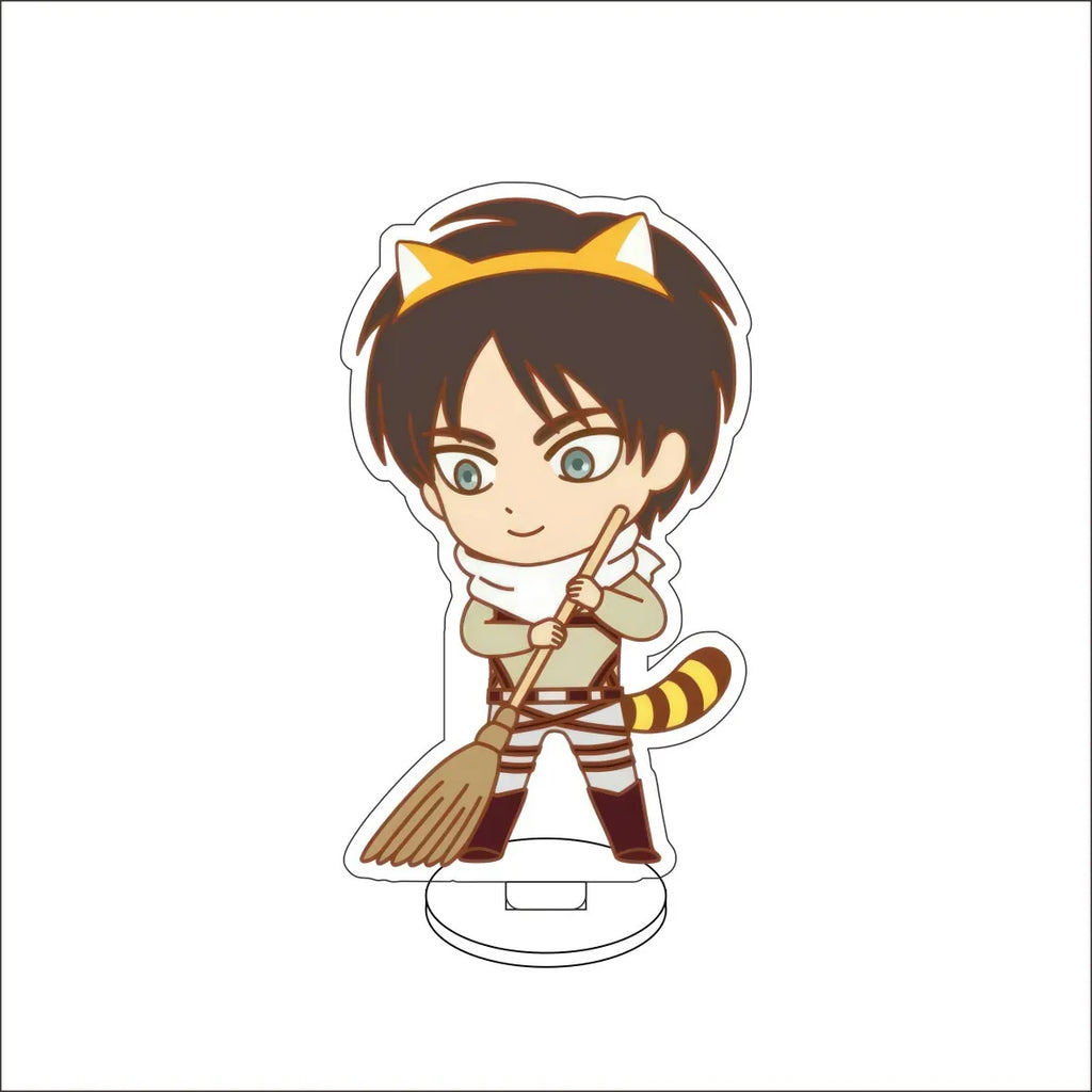 10CM Anime Attack on Titan Eren Jaeger Hange Zoë Mikasa Ackerman Armin Arlert Cos Acrylic Figure Stand Cute Gifts Ornaments