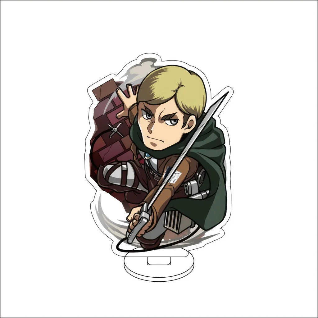 10CM Anime Attack on Titan Eren Jaeger Hange Zoë Mikasa Ackerman Armin Arlert Cos Acrylic Figure Stand Cute Gifts Ornaments