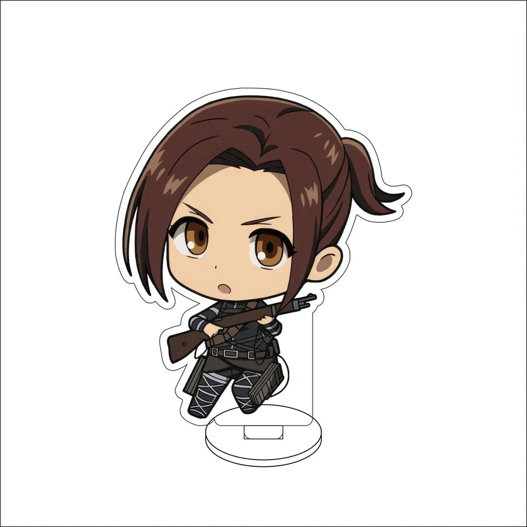 10CM Anime Attack on Titan Eren Jaeger Hange Zoë Mikasa Ackerman Armin Arlert Cos Acrylic Figure Stand Cute Gifts Ornaments