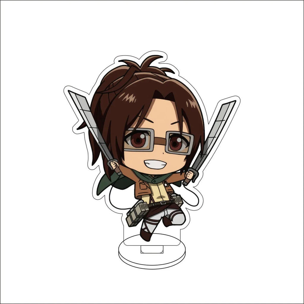 10CM Anime Attack on Titan Eren Jaeger Hange Zoë Mikasa Ackerman Armin Arlert Cos Acrylic Figure Stand Cute Gifts Ornaments