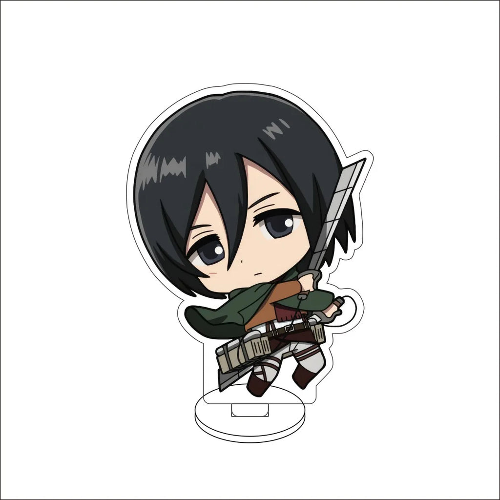 10CM Anime Attack on Titan Eren Jaeger Hange Zoë Mikasa Ackerman Armin Arlert Cos Acrylic Figure Stand Cute Gifts Ornaments